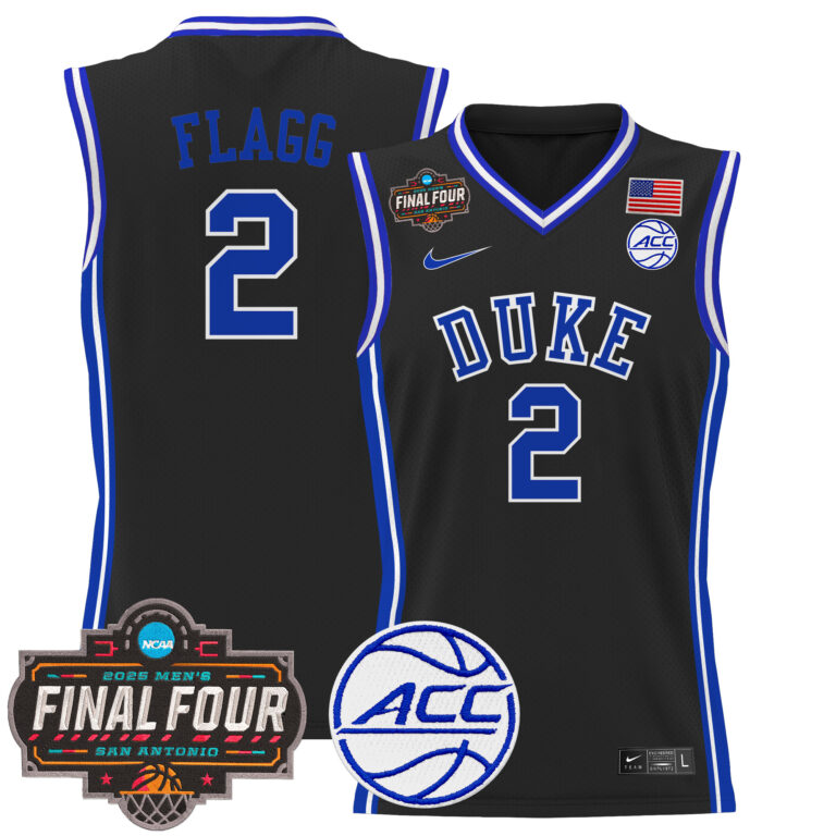 Men Duke Blue Devils #2 Flagg black 2025 Final Four Patch NCAA Jersey
